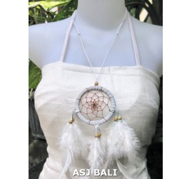 feather dream catcher pendant necklaces with suede leather